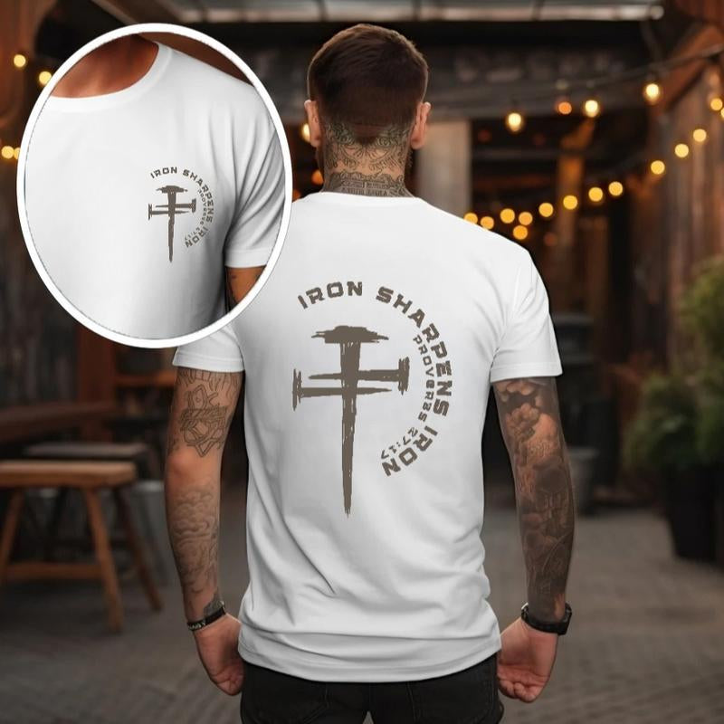 Iron Sharpens Iron Christian Gym Shirt Gym Pump Christian Clothes Proverbs Bible Verse Shirt Christian Streetwear Jesus Christian Man Shirt