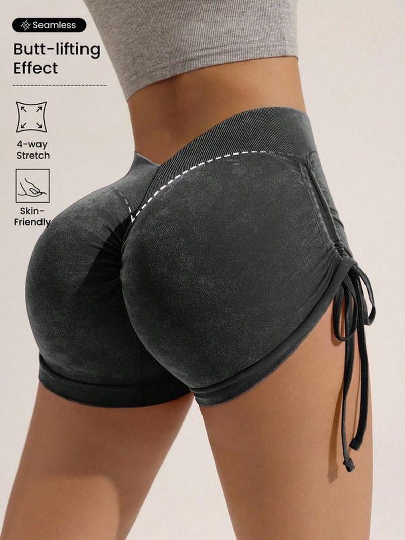 High Waist Women'S Yoga Shorts with Adjustable Drawstring, Shaperwear Shorts Butt Lifting Shaping Gym Shorts for Running Gym Use