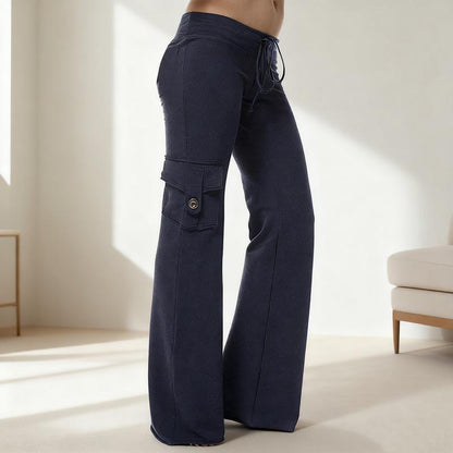 Women'S Yoga Pant High Waist Casual Cargo Pants with Pockets Comfortable Soft Bottom Gym Stretchy Womenswear Elastic Sporty Fit Leggings Style Workout Everyday Fitness