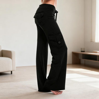 Women'S Yoga Pant High Waist Casual Cargo Pants with Pockets Comfortable Soft Bottom Gym Stretchy Womenswear Elastic Sporty Fit Leggings Style Workout Everyday Fitness