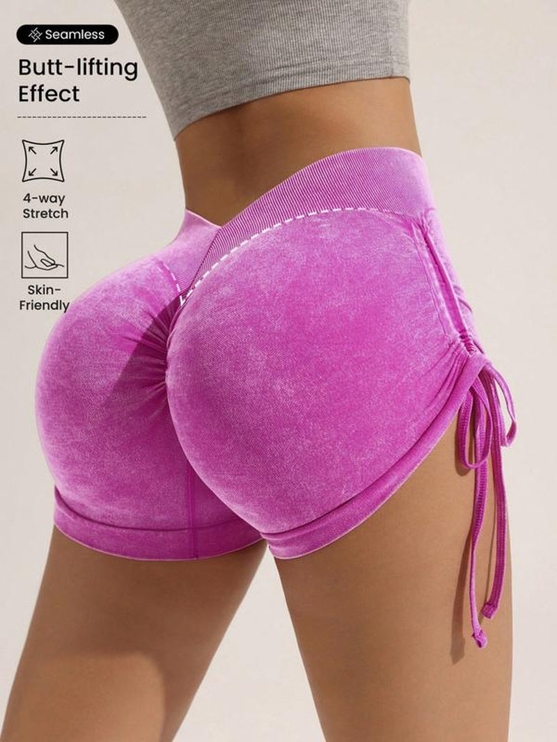 High Waist Women'S Yoga Shorts with Adjustable Drawstring, Shaperwear Shorts Butt Lifting Shaping Gym Shorts for Running Gym Use