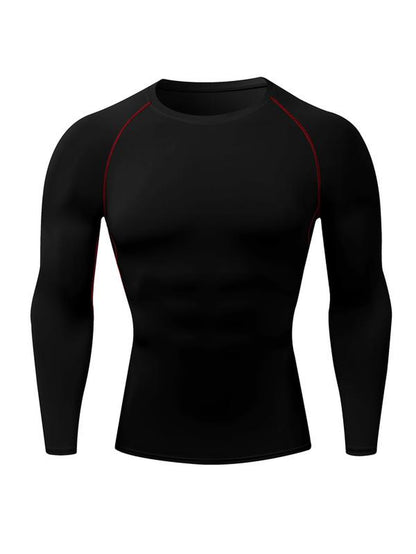 Men'S Solid round Neck Raglan Sleeve Sports Tee, Tight Quick Drying Long Sleeve Crew Neck T-Shirt, Sportswear Clothing for Gym Workout Running, Gym Sweatwear