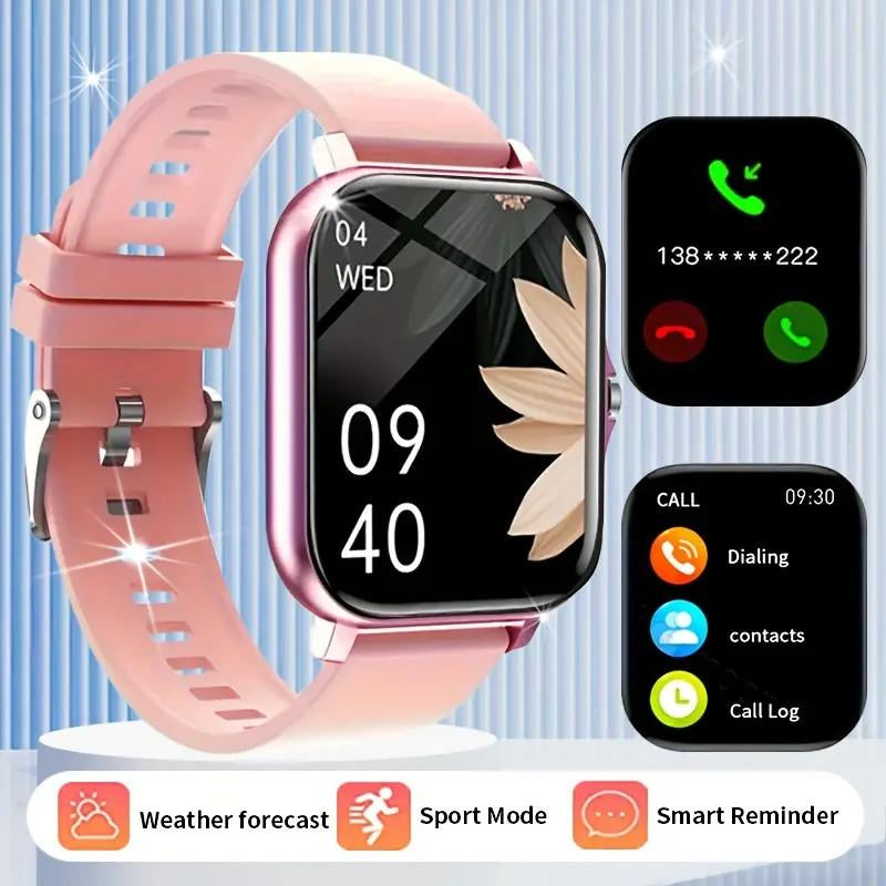 Feature-Rich Smart Watch, Easy Link, Wireless Call/Dial, Multi-Sport Mode, Multiple APP Reminders, Alarm Clock Reminders, Play Wireless Music, Compatible with Iphone/ Android, Perfect Gift Wearable Smartphone