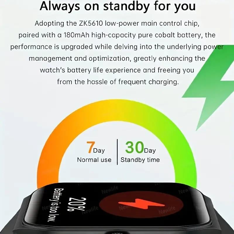 Feature-Rich Smart Watch, Easy Link, Wireless Call/Dial, Multi-Sport Mode, Multiple APP Reminders, Alarm Clock Reminders, Play Wireless Music, Compatible with Iphone/ Android, Perfect Gift Wearable Smartphone