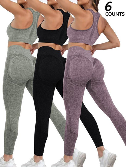 Women'S Solid Scoop Neck Crop Tank Top & High Waist Leggings Tracksuit Set, Sporty Breathable Outfits for Yoga Gym Workout Running, Gym Exercise Activewear