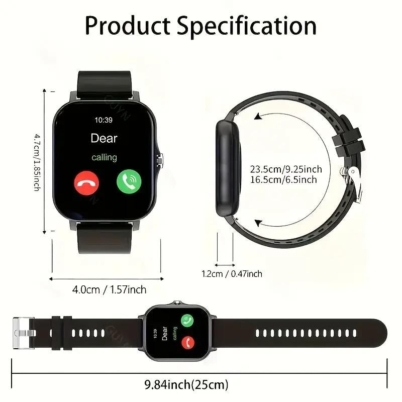 Feature-Rich Smart Watch, Easy Link, Wireless Call/Dial, Multi-Sport Mode, Multiple APP Reminders, Alarm Clock Reminders, Play Wireless Music, Compatible with Iphone/ Android, Perfect Gift Wearable Smartphone