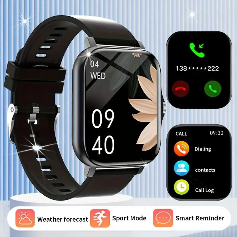 Feature-Rich Smart Watch, Easy Link, Wireless Call/Dial, Multi-Sport Mode, Multiple APP Reminders, Alarm Clock Reminders, Play Wireless Music, Compatible with Iphone/ Android, Perfect Gift Wearable Smartphone